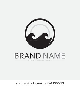 wave and water Isolated round shape logo Blue color  Sea, ocean, river surface