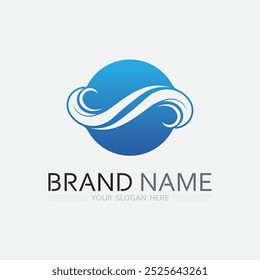 wave and water Isolated round shape logo Blue color  Sea, ocean, river surface