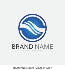 ola y agua Forma redonda aislada logo Color azul Mar, océano, superficie del río