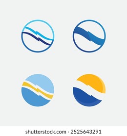 wave and water Isolated round shape logo Blue color  Sea, ocean, river surface