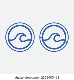 Welle und Wasser Isolierte runde Form Logo Blaue Farbe Meer, Ozean, Flussoberfläche