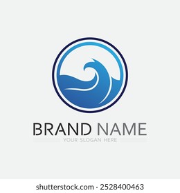 wave and water Isolated round shape logo Blue color  Sea, ocean, river surface