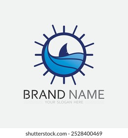 wave and water Isolated round shape logo Blue color  Sea, ocean, river surface
