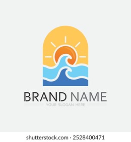 wave and water Isolated round shape logo Blue color  Sea, ocean, river surface
