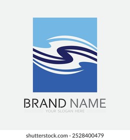 ola y agua Forma redonda aislada logo Color azul Mar, océano, superficie del río