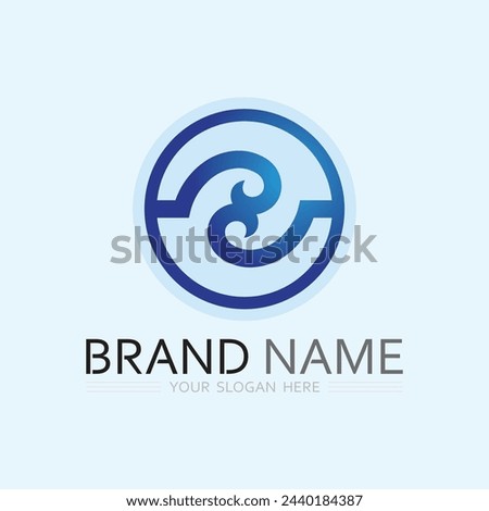 wave and water Isolated round shape logo Blue color  Sea, ocean, river surface