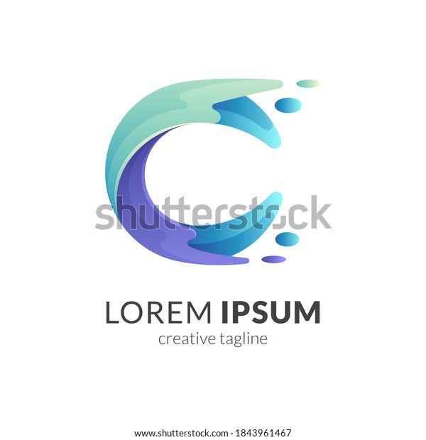 Wave Water Letter C Logo 3d Stock Vector Royalty Free 1843961467