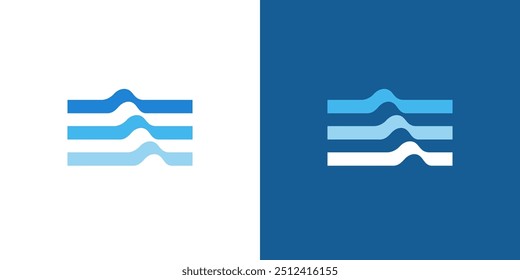 Vector de logotipo de icono de patrón de línea de agua de onda. Logotipo del río del océano del mar