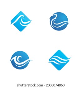 Wave water logo design template