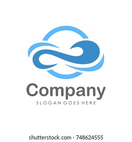 Wave water logo design template