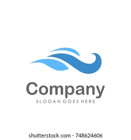 Wave water logo design template