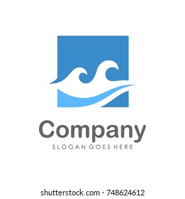 Wave water logo design template