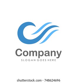 Wave water logo design template