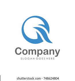 Wave water logo design template