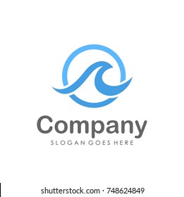 Wave water logo design template