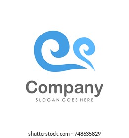 Wave water logo design template 