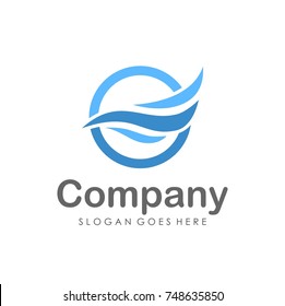 Wave water logo design template 