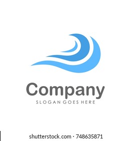Wave water logo design template 