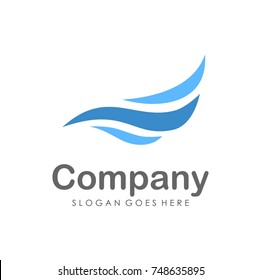 Wave water logo design template 