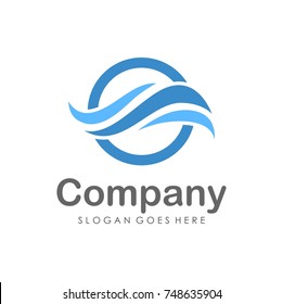 Wave water logo design template 