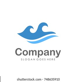 Wave water logo design template 