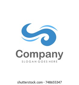 Wave water logo design template