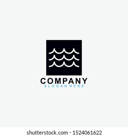 Wave Water Logo Design Vector Template Isolated In Black Color. Modern Design. Vector Illustration