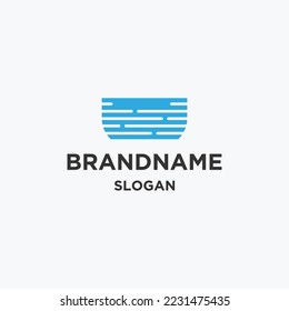 Wave water logo icon flat design template