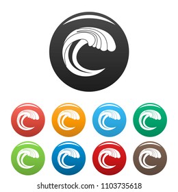 Wave water nature icon. Simple illustration of wave water nature vector icons set color isolated on white
