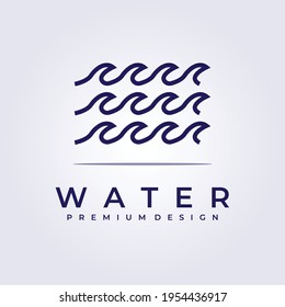 wave water ocean flow logo icon symbol sign element label vector illustration design simple line monoline simple minimal