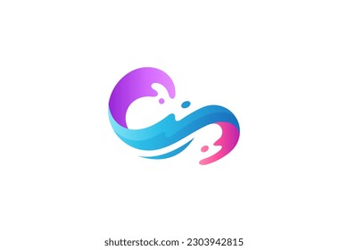 Wave water Simple 3D style logo
