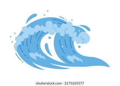 Wave Water Splash with Foam and Curve with Droplet Vector Illustration