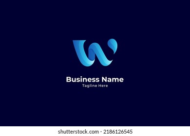 wave water splash letter W creative logo design