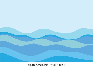 Wave water striped vector illustration,Blue river ocean wavy layer background lines.