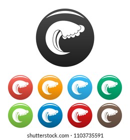 Wave water summer icon. Simple illustration of wave water summer vector icons set color isolated on white