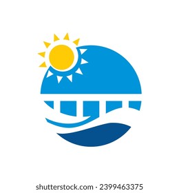 logotipo del vector de onda de agua soleada.