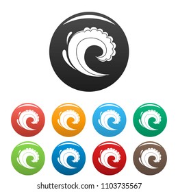 Wave water surfing icon. Simple illustration of wave water surfing vector icons set color isolated on white