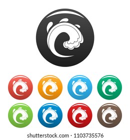 Wave water tsunami icon. Simple illustration of wave water tsunami vector icons set color isolated on white