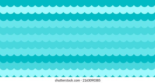 Wave water vector background abstract flat or curve sea ocean summer pattern graphic print for textile or fabric design seamless repeated illustration, wavy geometric minimal backdrop