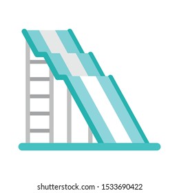 Wave waterpark slide icon. Flat illustration of wave waterpark slide vector icon for web design