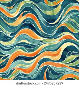 Wave, wavy watercolor seamless pattern. Design element for sale banners, posters, labels, and gift wrapping paper.