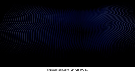 Wave white background. Abstract white futuristic background. Wave with connecting dots and lines on dark background. Wave of particles