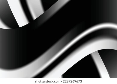 Wave White And Black Lines Pattern Abstract Background. Technology. Art Wallpaper. Vector