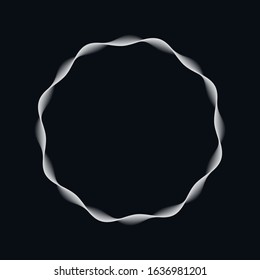 Wave white circle smooth frame abstract on dark background