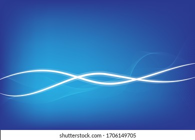 Ola con líneas blancas sobre fondo azul. El arte de usar líneas. Ilustración vectorial de las ondas coloridas y líneas creadas con una herramienta combinada. Líneas onduladas curvas elementos de diseño de banda lisa