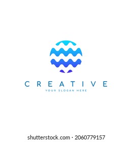 Concepto de diseño del logotipo de Wave World. Ilustración vectorial