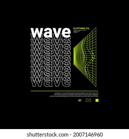 Wave writing design, suitable for screen printing t-shirts, clothes, jackets and others