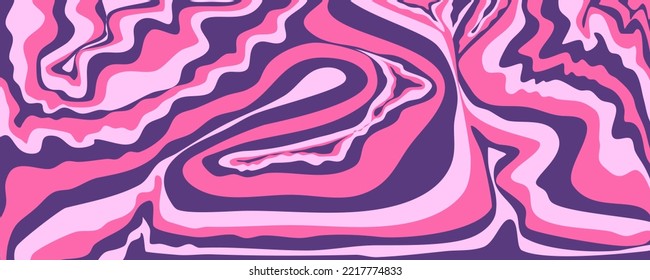 Wave y2k background for retro design. Liquid groovy marble pink background. Purple y2k pattern in modern style pink. Psychedelic retro wave wallpaper