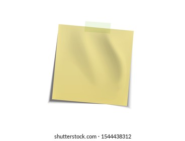 Wave Yellow Post note paper with adhesive tape - Vector Illustration