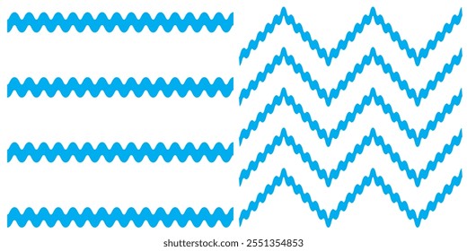 Zick-Zack-Linie einfach dünn bis dick Element Dekor Design Vektor oder einzelne Ripple Kurve Zick-Zack mit Trennzeichen